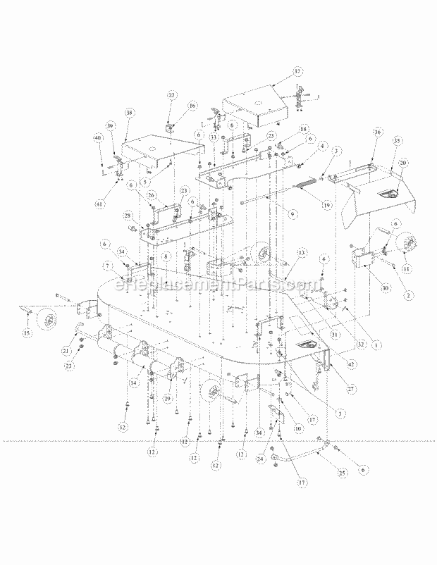 Fabricated Cutter Deck Diagram and Parts List for M60-KH 53AB5BAX150-25-HP Cub Cadet Lawn Tractor